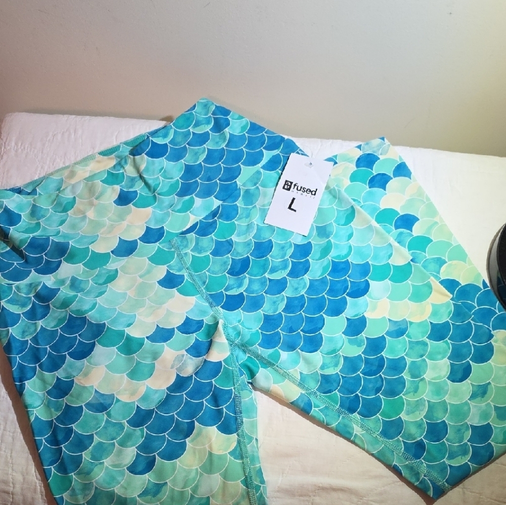 Fused Hawaii Blue and Green Mermaid Soul Lele Leggings